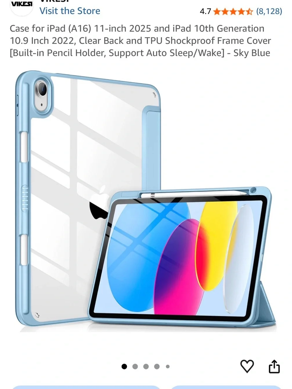 Clear Back Shockproof TPU iPad Case - Sky Blue